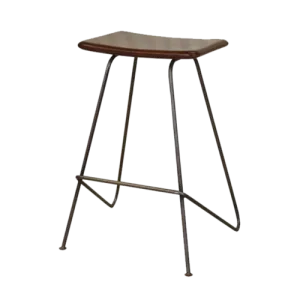 17.2" X 16" X 25" Brown & Black Iron Leather Counter Stool