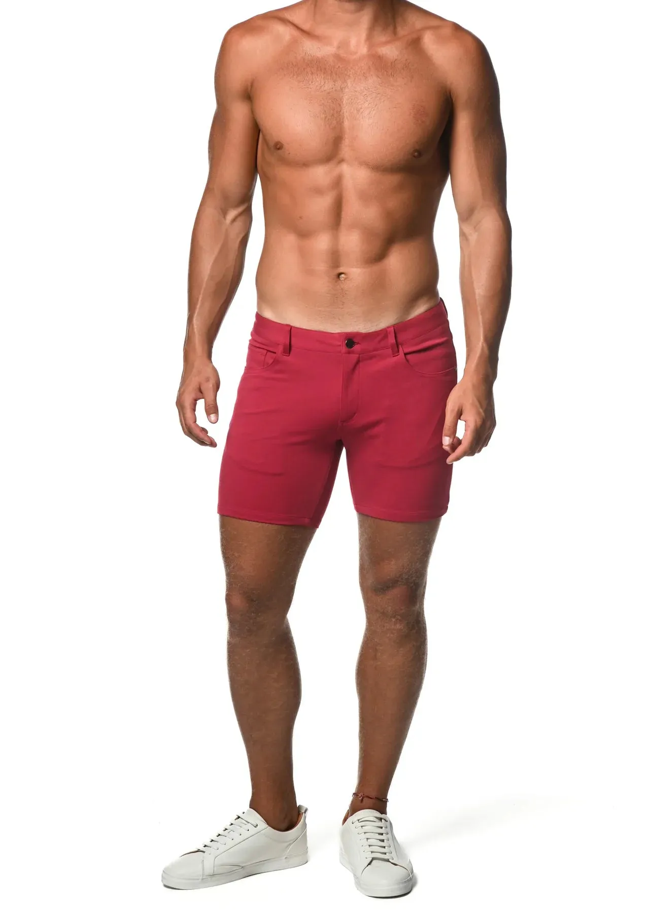 5" Knit Jeans Shorts - Raspberry