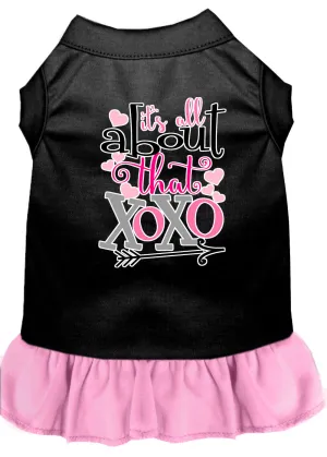 All About The Xoxo Screen Print Dog Dress Black With Light Pink Xs