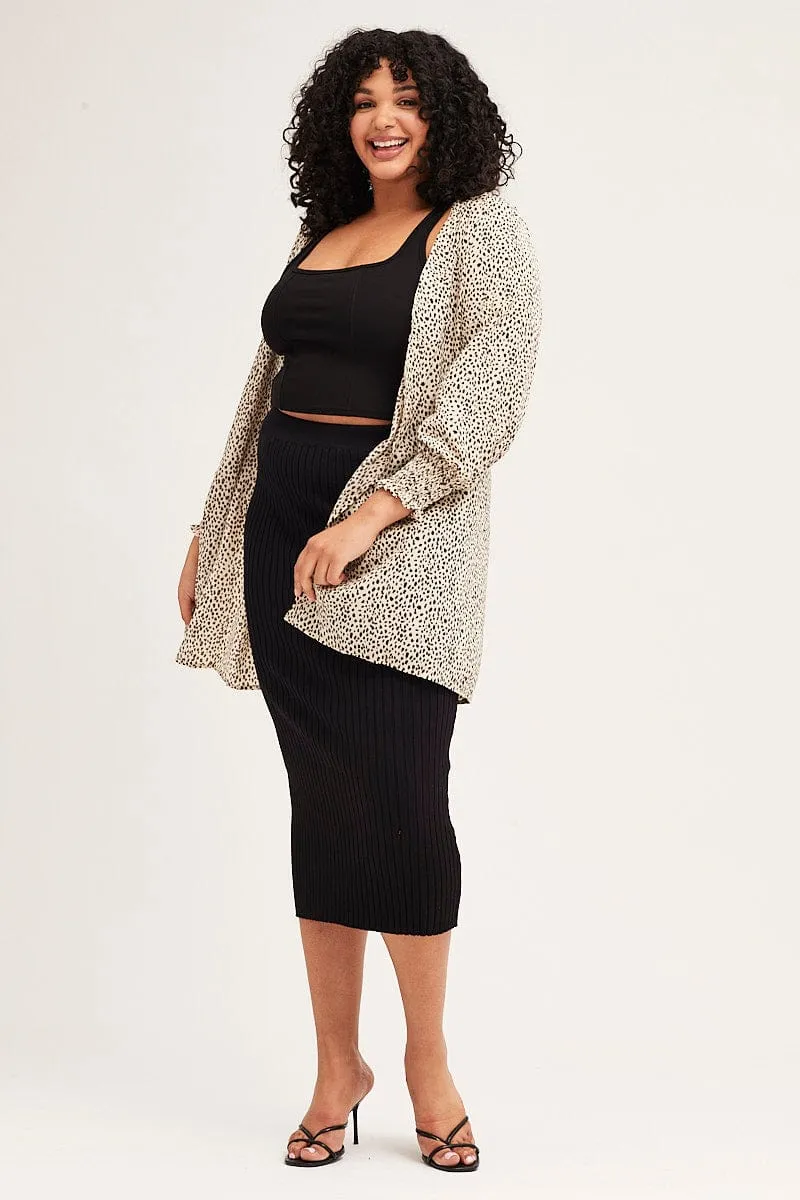 Animal Print Open Front Longline Cardigan