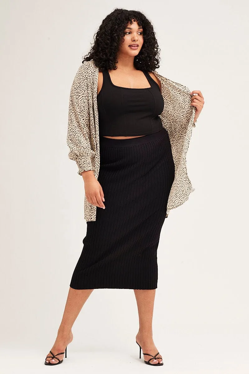 Animal Print Open Front Longline Cardigan