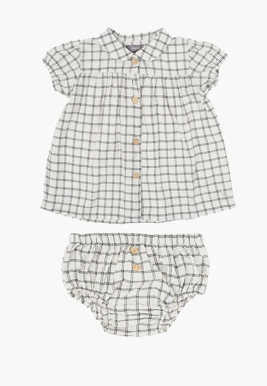 Baby Girl Dress Tocoto Vintage Check Set Off White