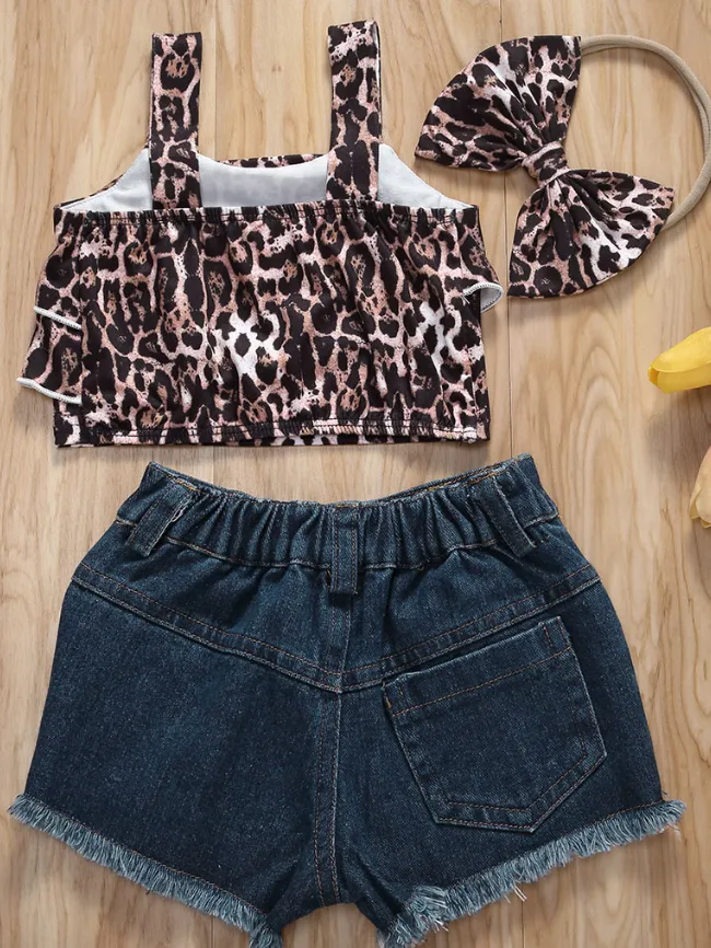 Baby Time for a Safari Top and Denim Short Set