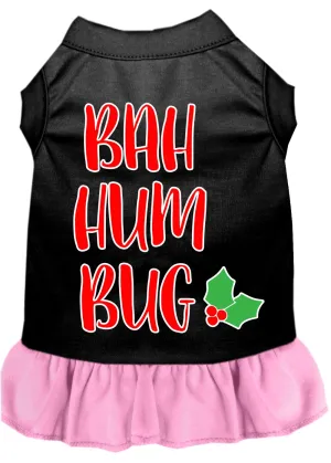 Bah Humbug Screen Print Dog Dress Black With Light Pink Xl