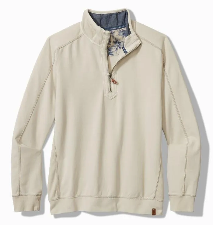 Ben & Terry Half-Zip Sweatshirt in Warm Mist by Tommy Bahama