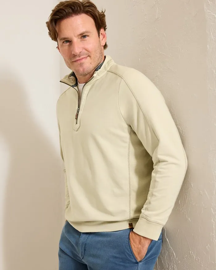 Ben & Terry Half-Zip Sweatshirt in Warm Mist by Tommy Bahama