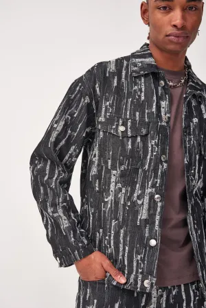 Black Drag Ripped Denim Jacket