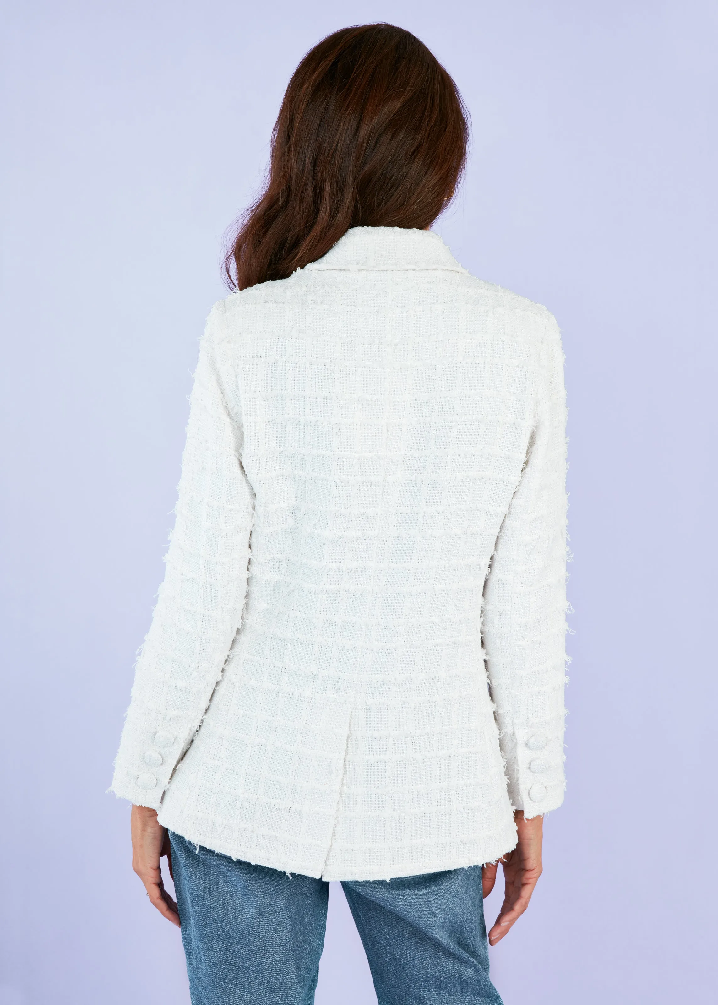 Calvin Blazer White Checkerboard Tweed