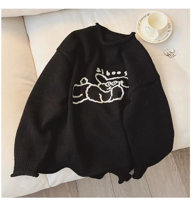 cartoon round neck sweater for women new style long-sleeved sweater trendy    S4876