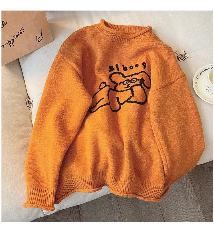 cartoon round neck sweater for women new style long-sleeved sweater trendy    S4876