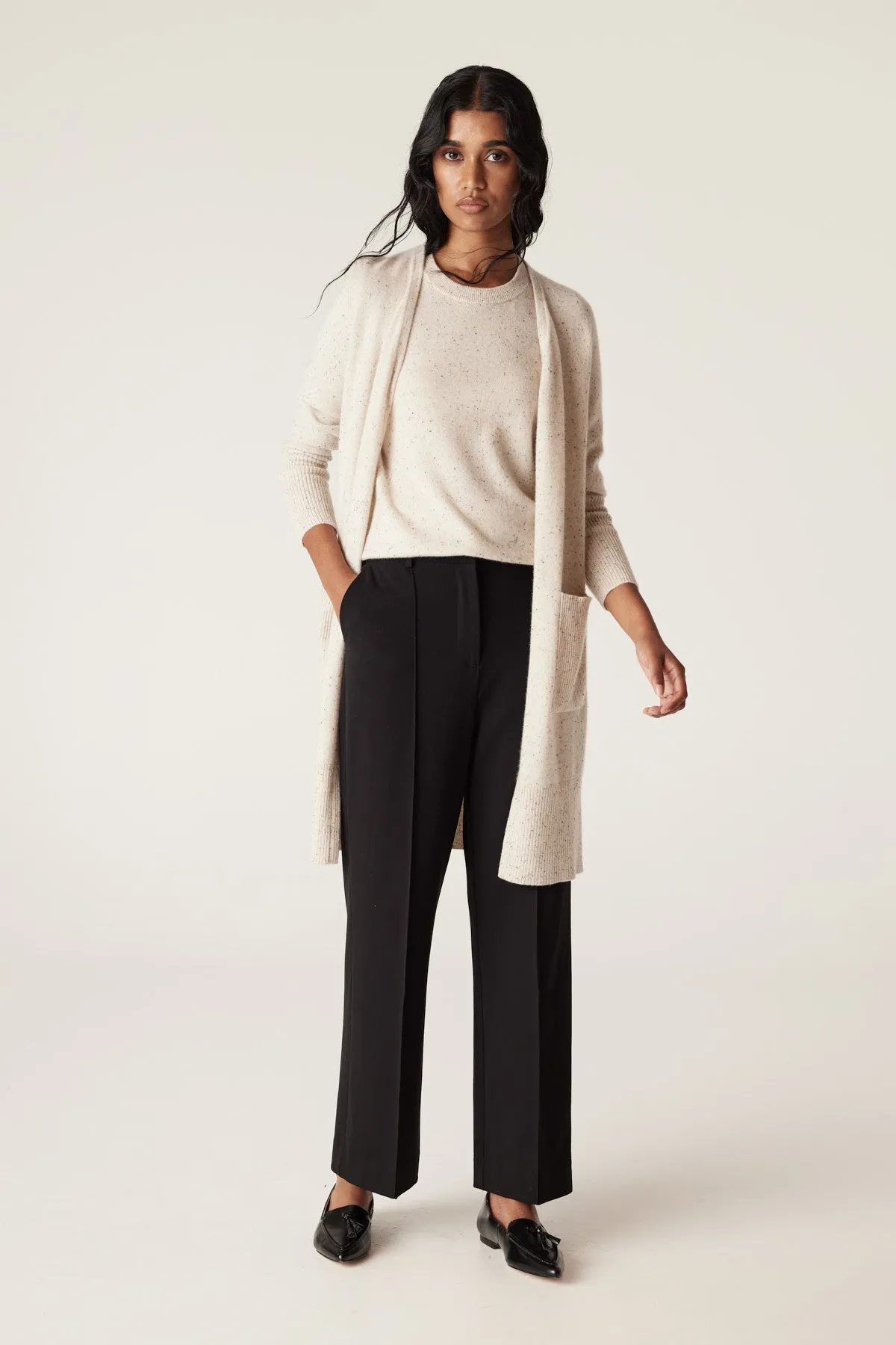 Cashwool Long Cardigan - Eggshell