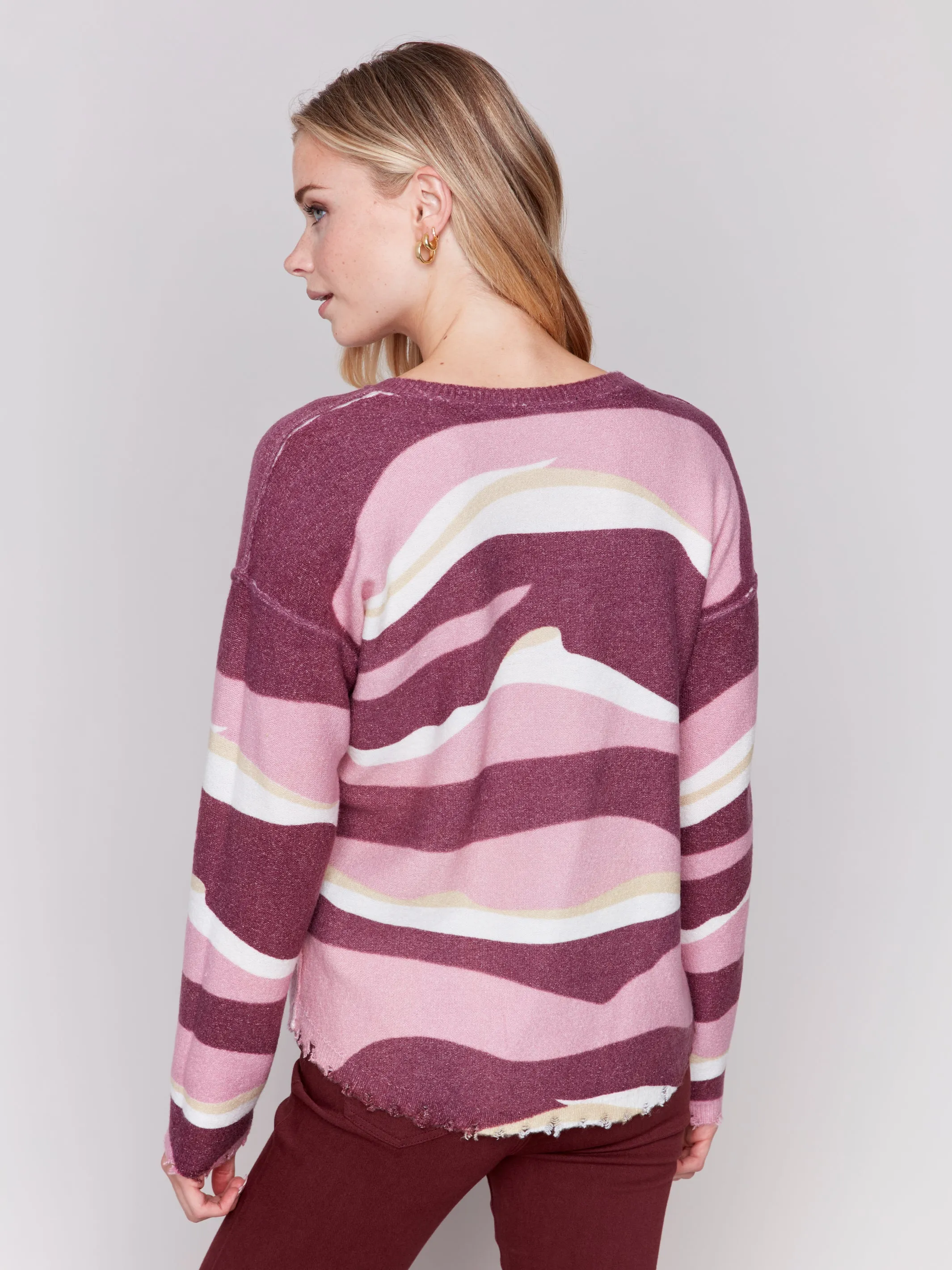 Charlie B Reversible Printed Plush Crew Neck Sweater