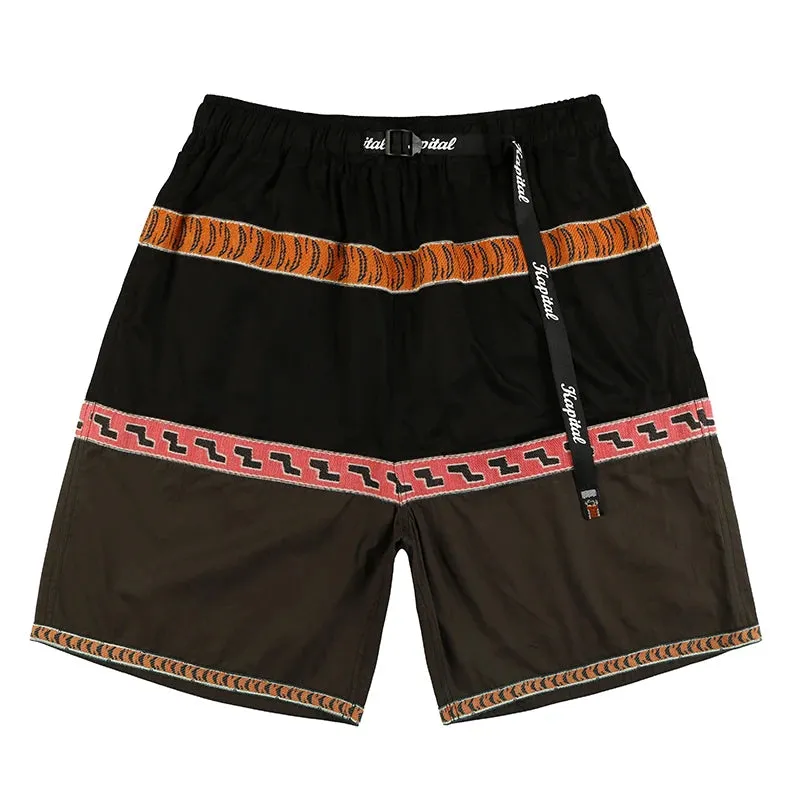 Color Contrast Casual Japan Style Shorts with Tiger Print