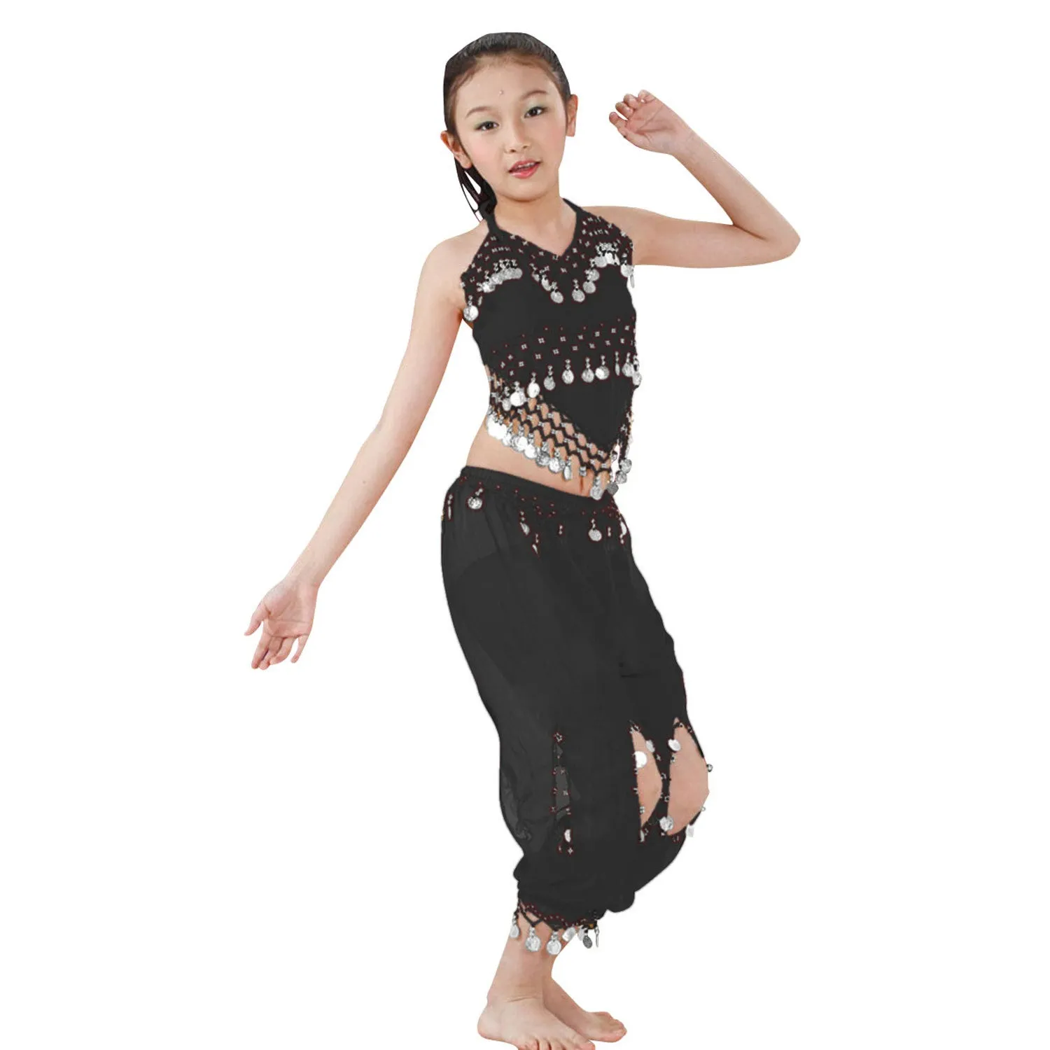 Copy of Kids Professional Belly Dance Genie Costume Set with Silver Coins