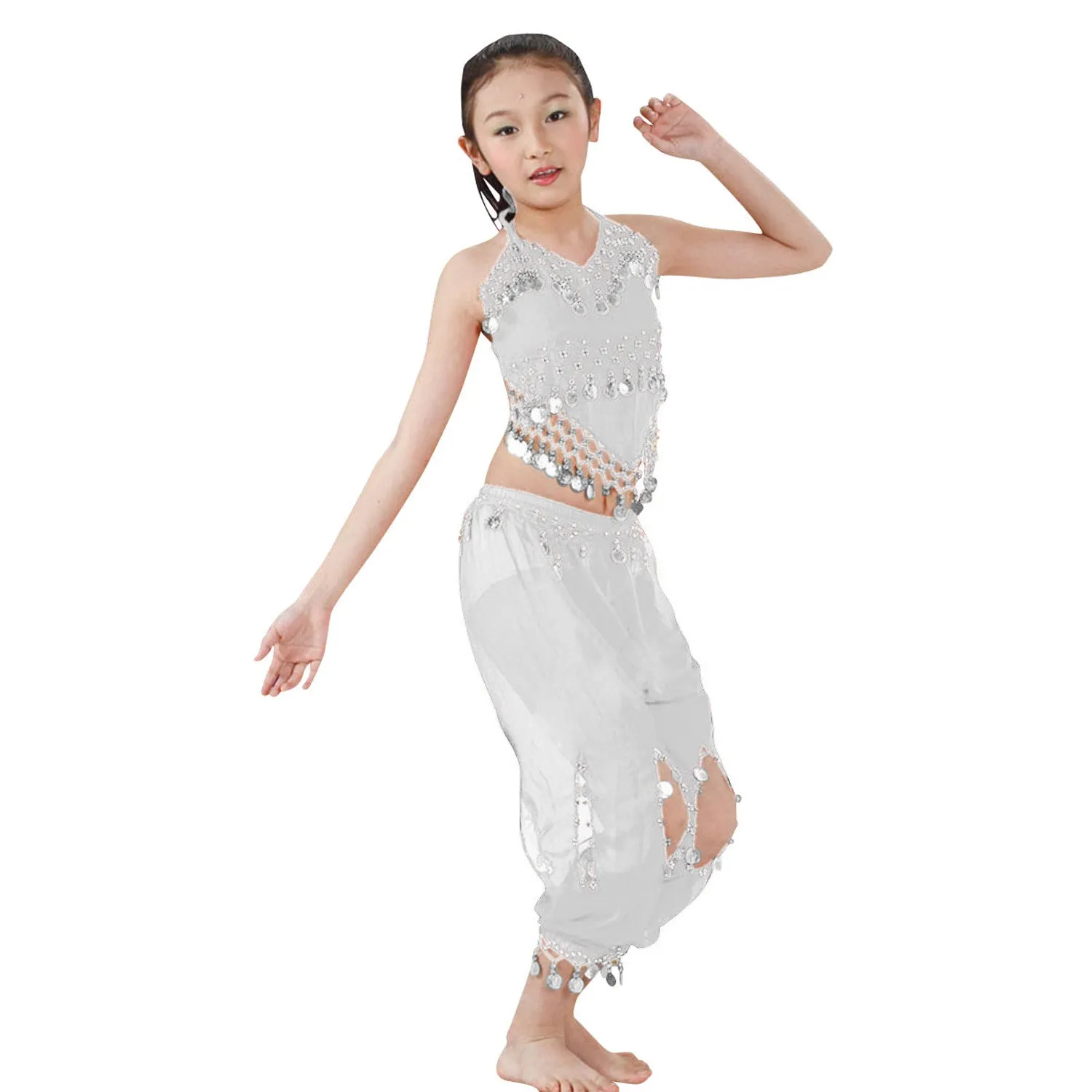 Copy of Kids Professional Belly Dance Genie Costume Set with Silver Coins