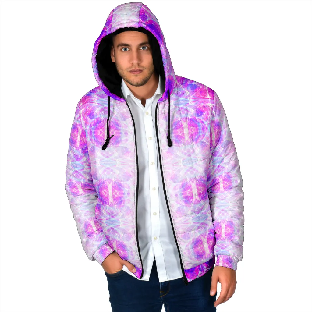 COSMIC FRACTAL PATTERN - MAGENTA | MEN'S WINTER HOODIE JACKET | YANTRART