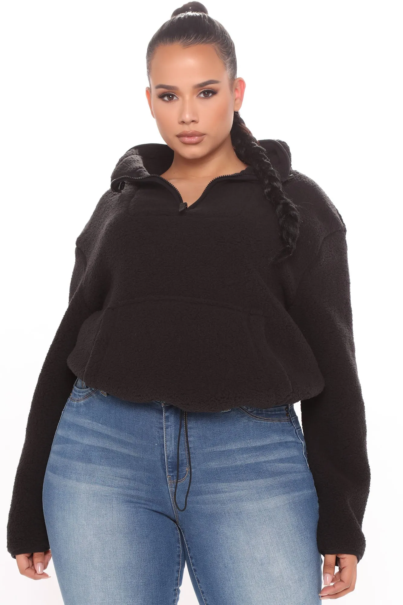 Cozy Feels Sherpa Pullover - Black