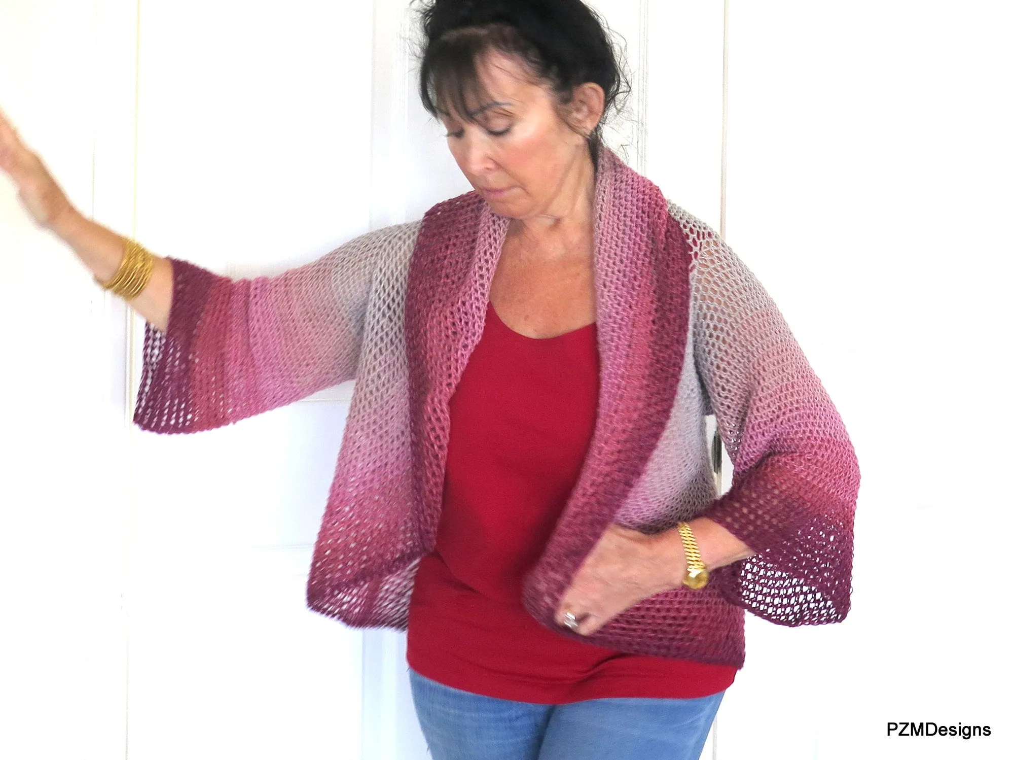 Crochet Circle Shrug, Large Ombre Boho Shrug