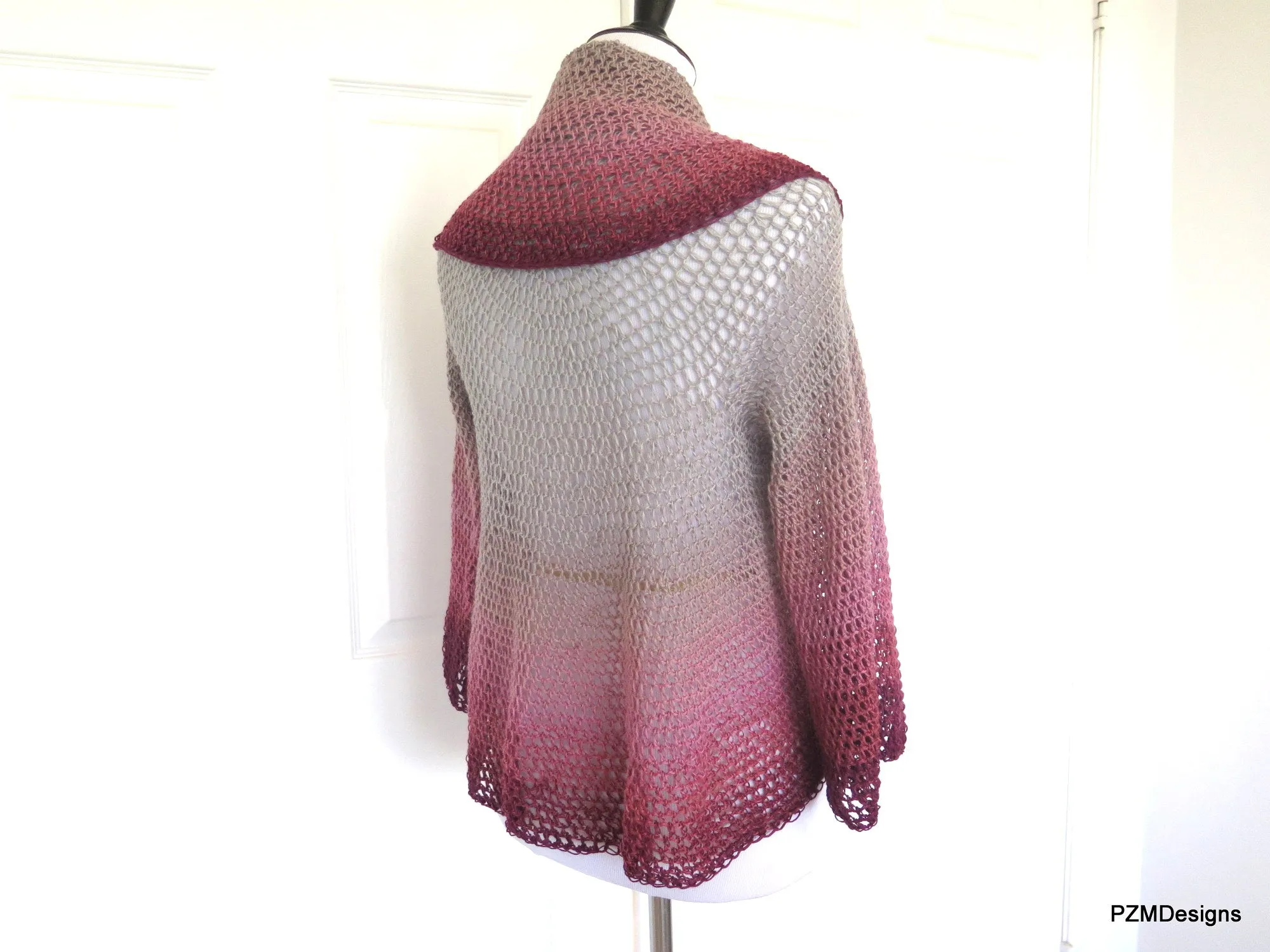 Crochet Circle Shrug, Large Ombre Boho Shrug