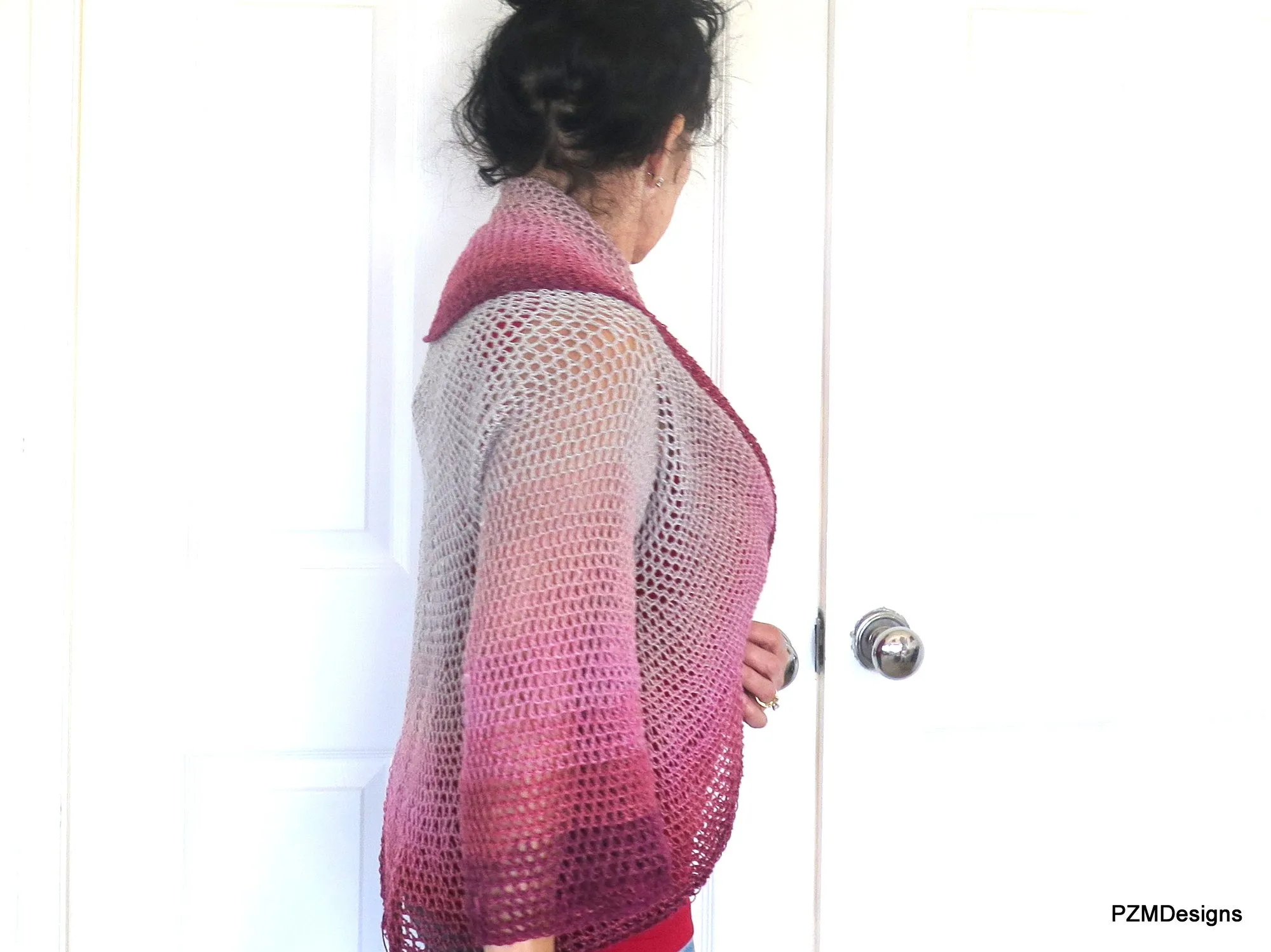 Crochet Circle Shrug, Large Ombre Boho Shrug