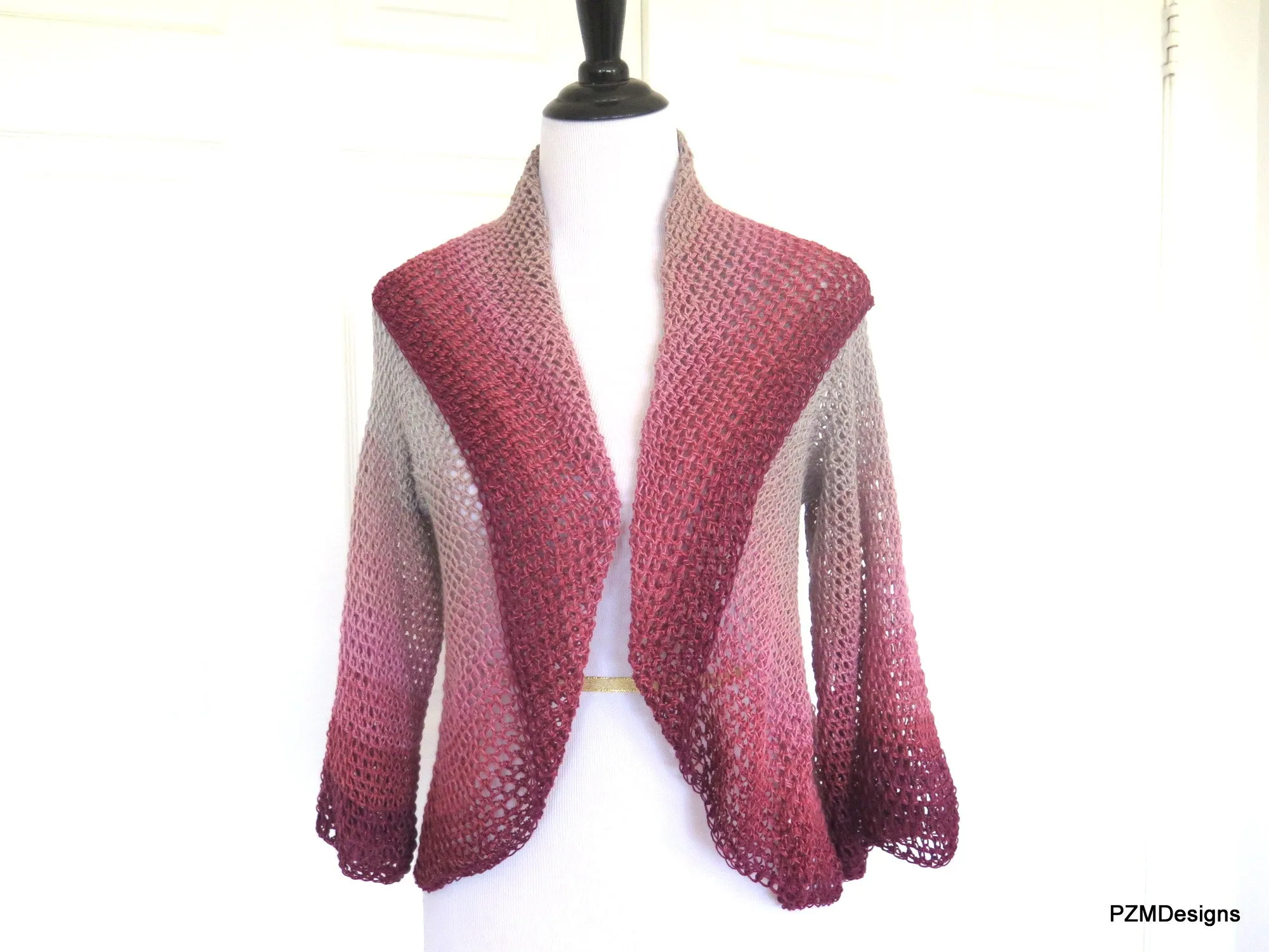 Crochet Circle Shrug, Large Ombre Boho Shrug