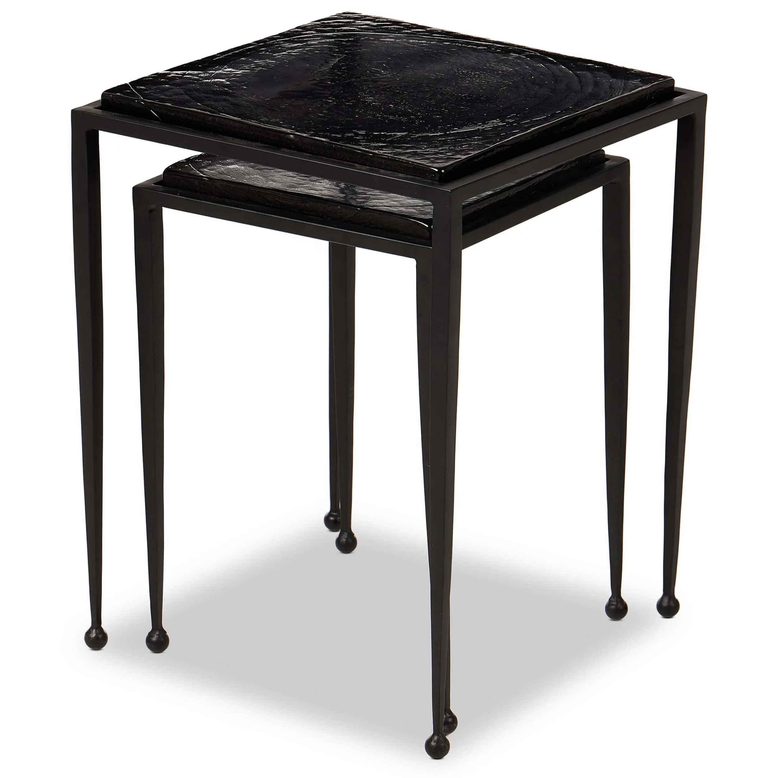 Dalston Cast Glass Nesting Tables, Smoked Black