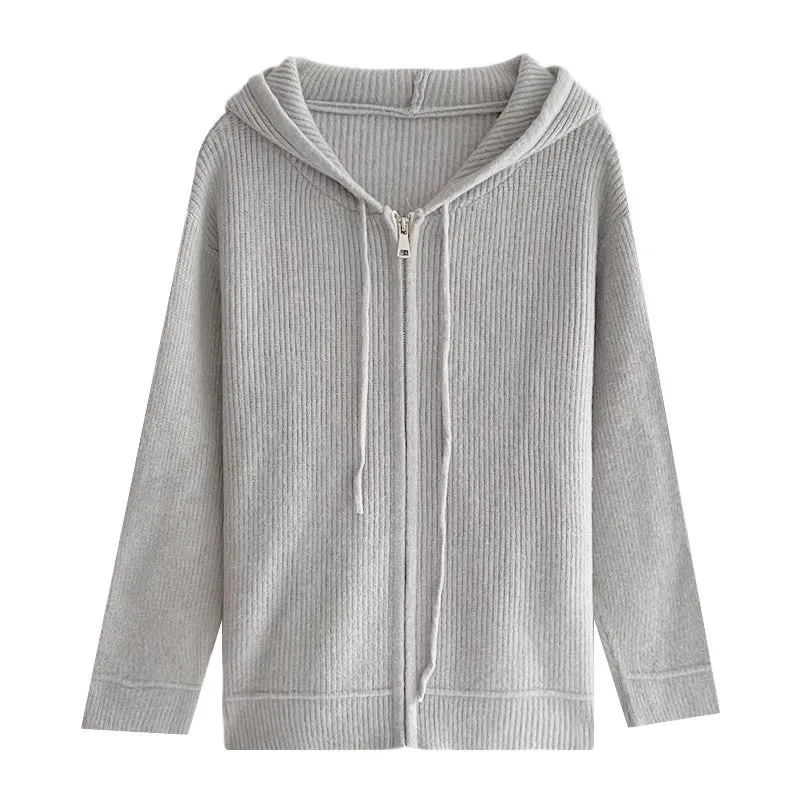 elegant knitted sweater solid color sweater jacket    S4709