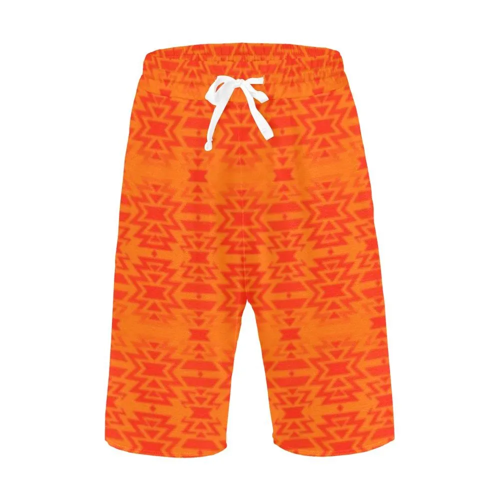 Fire Colors and Turquoise Orange Men's Casual Shorts