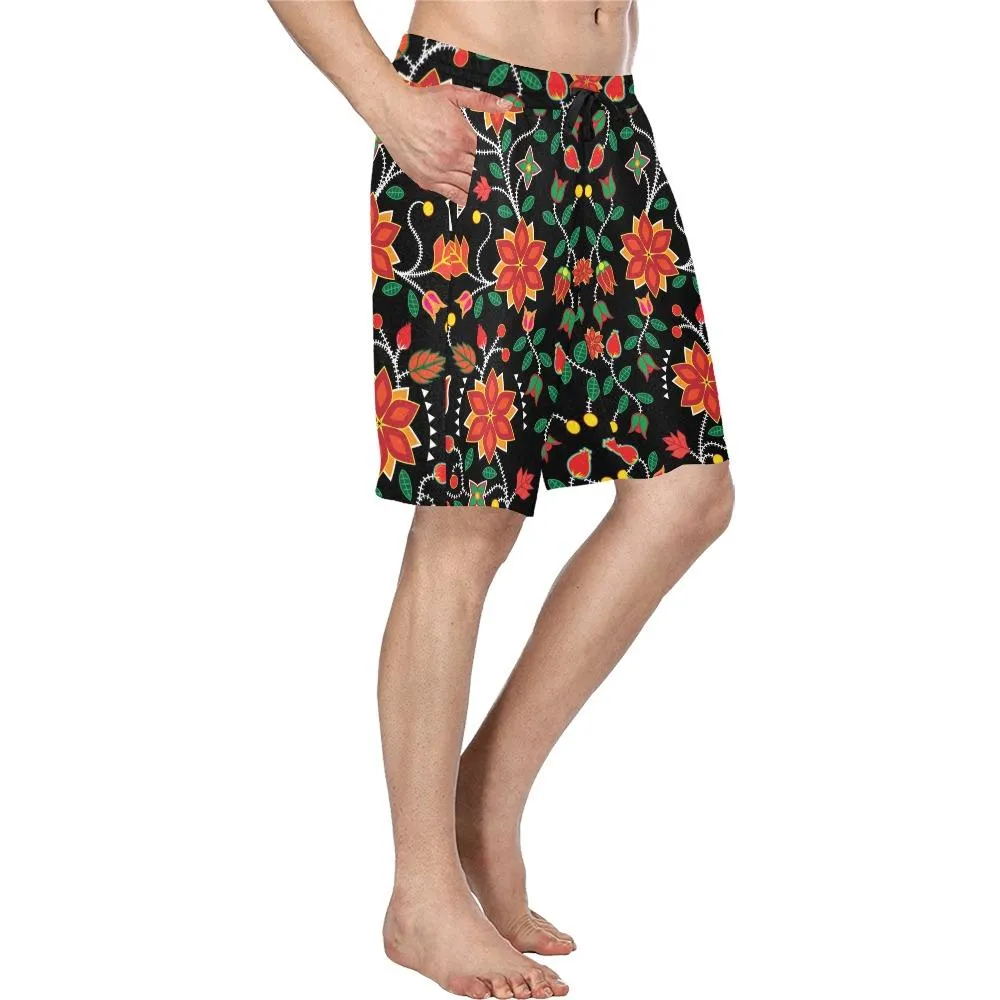 Floral Beadwork Six Bands Men's Casual Shorts