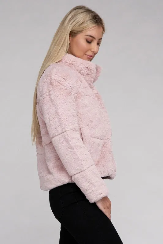 Fluffy Zip-Up Sweater Jacket