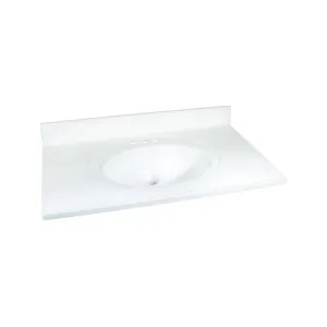 Foremost WS-2237 Vanity Top, 37 in OAL, 22 in OAW, Marble, Solid White, Oval Bowl, Countertop Edge