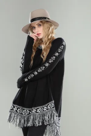 Fringed sweater tunic