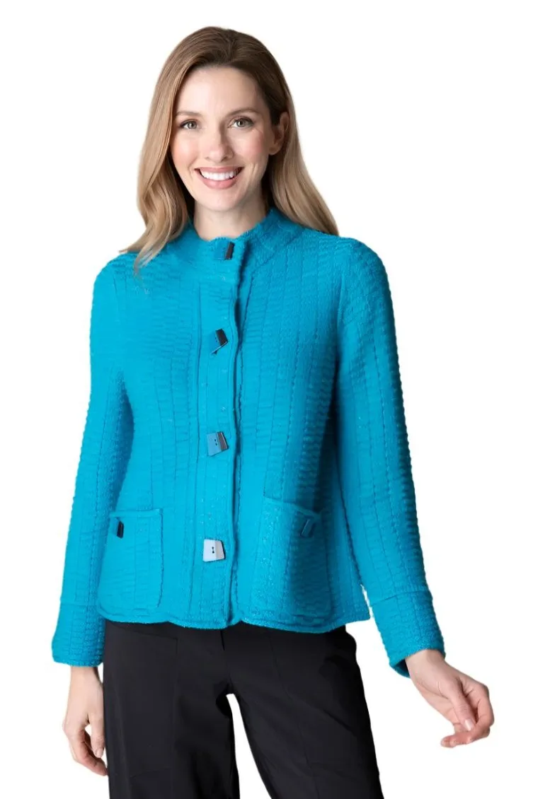 Habitat "Harvest Tweed" Brick Stitch Cozy Jacket in Capri - 89106-CPR