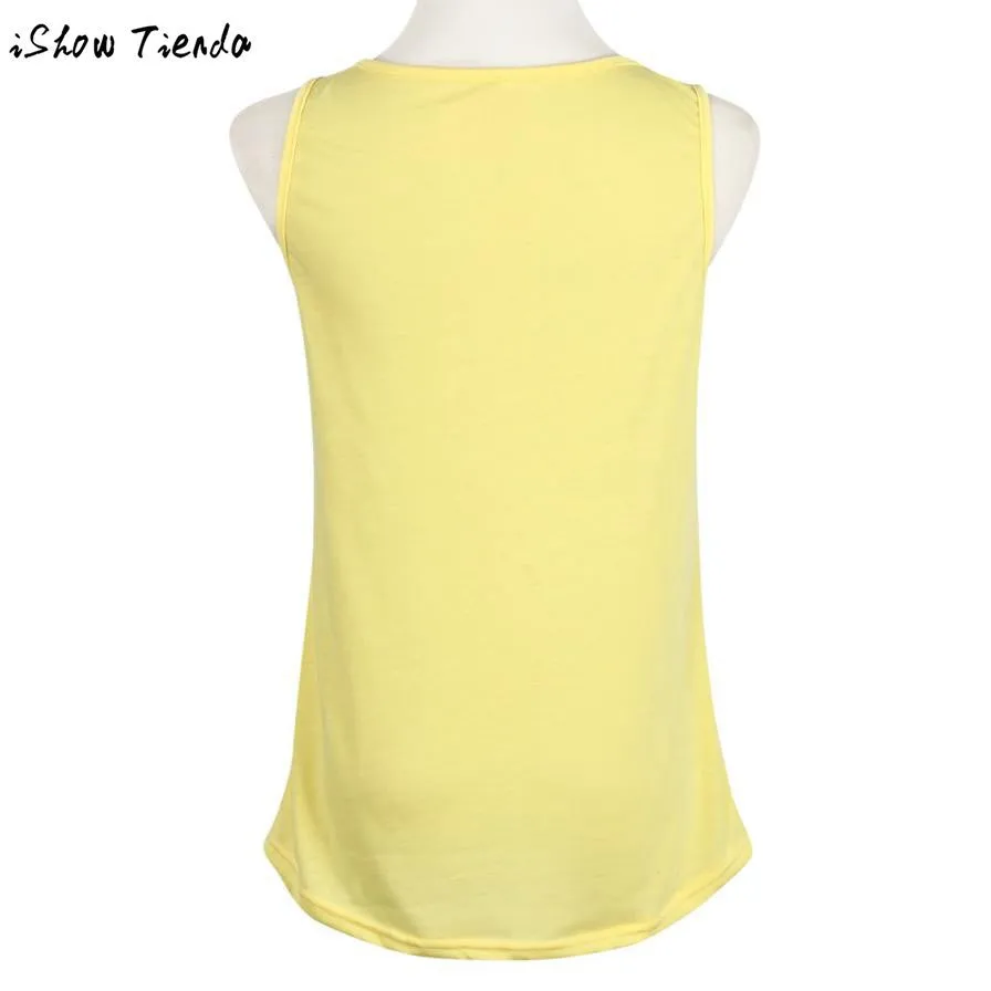 Harajuku Tops Stylish Sun Letter Circle Printed Tank Top Women Casual Cotton.