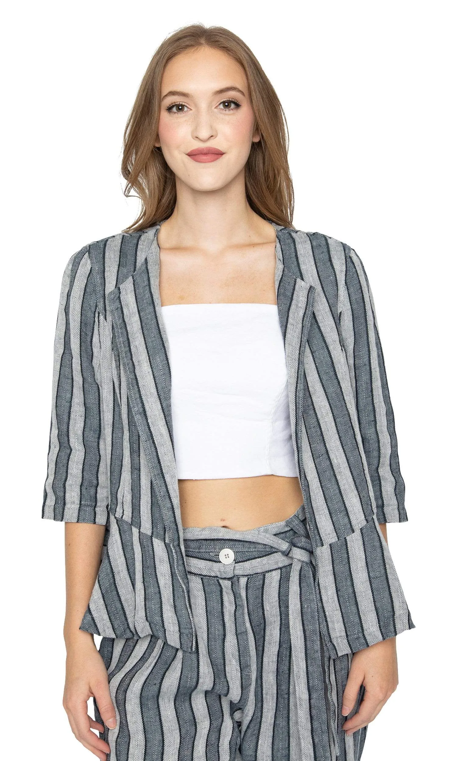 Haris Cotton Linen Striped Jacket