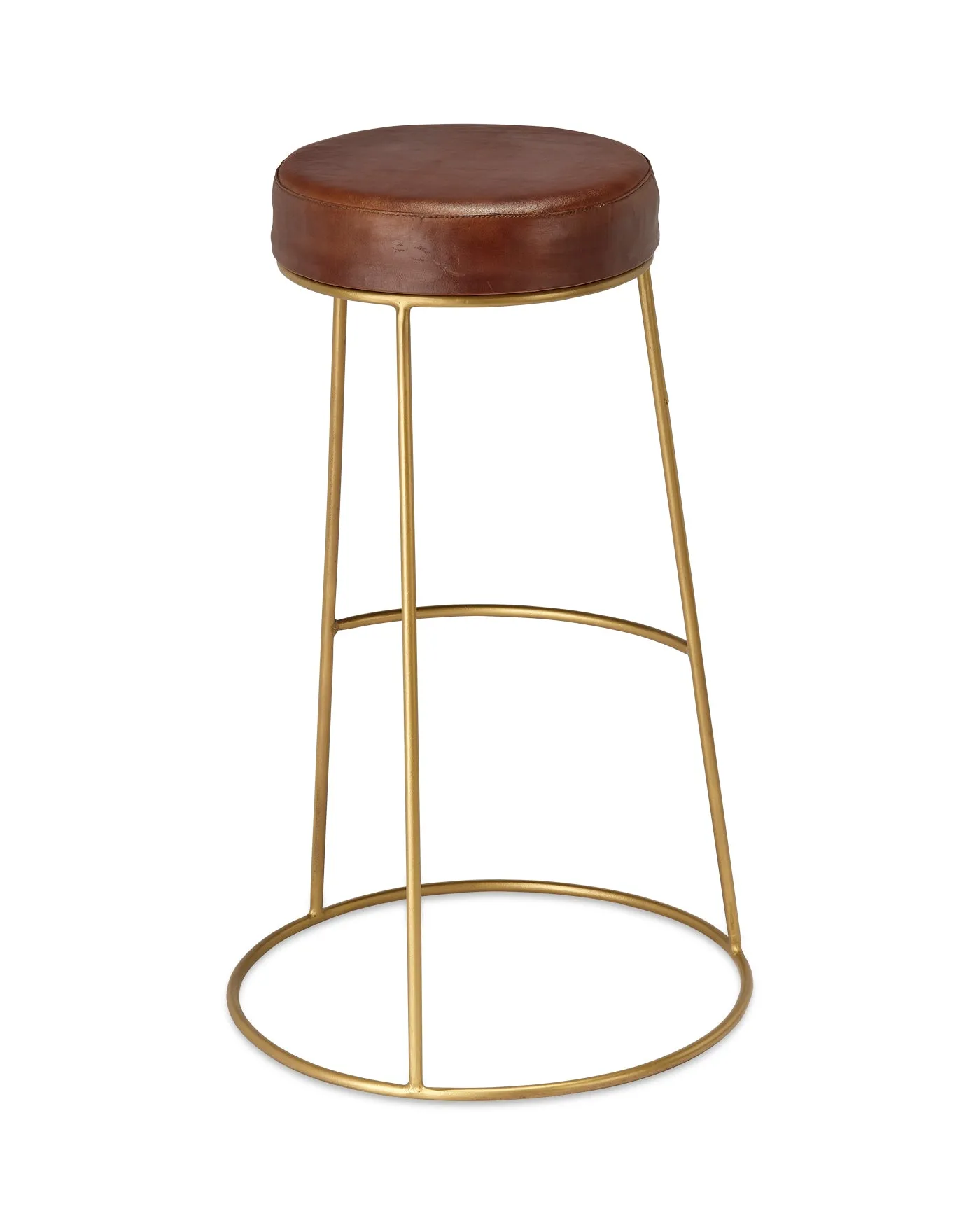 Henry Round Leather Bar Stool