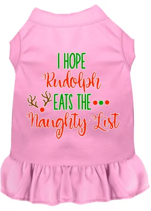 Hope Rudolph Eats Naughty List Screen Print Dog Dress Light Pink Med