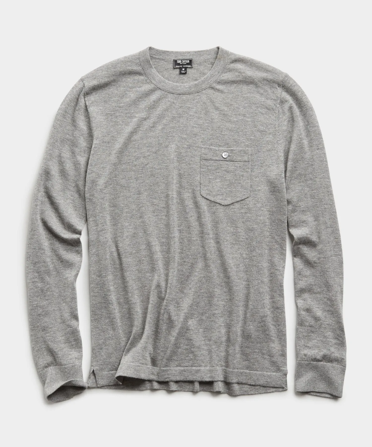 Italian Cashmere Pocket T-Shirt Sweater in Heather Grey