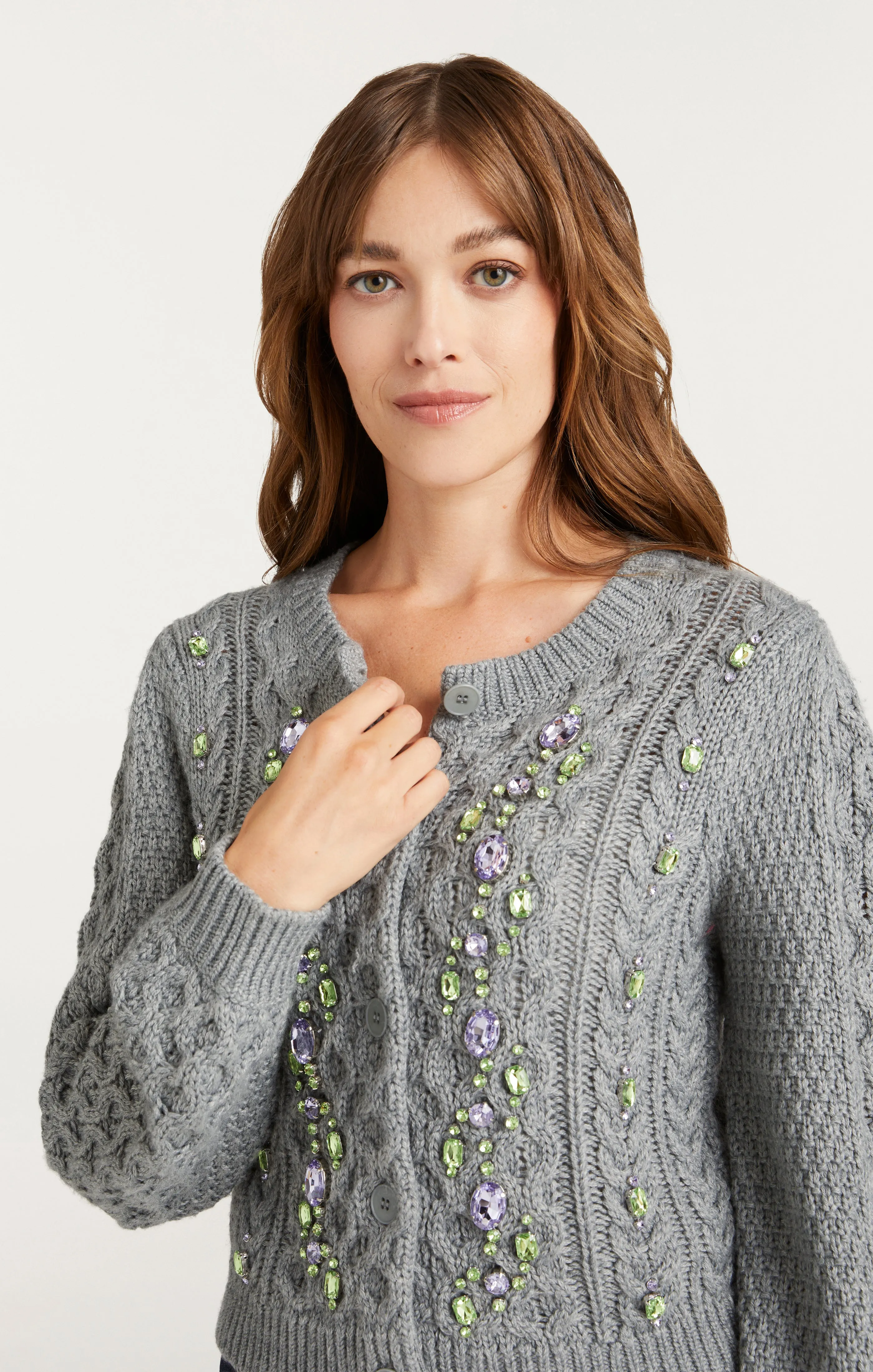 Joelle Embellished Cable Cardigan