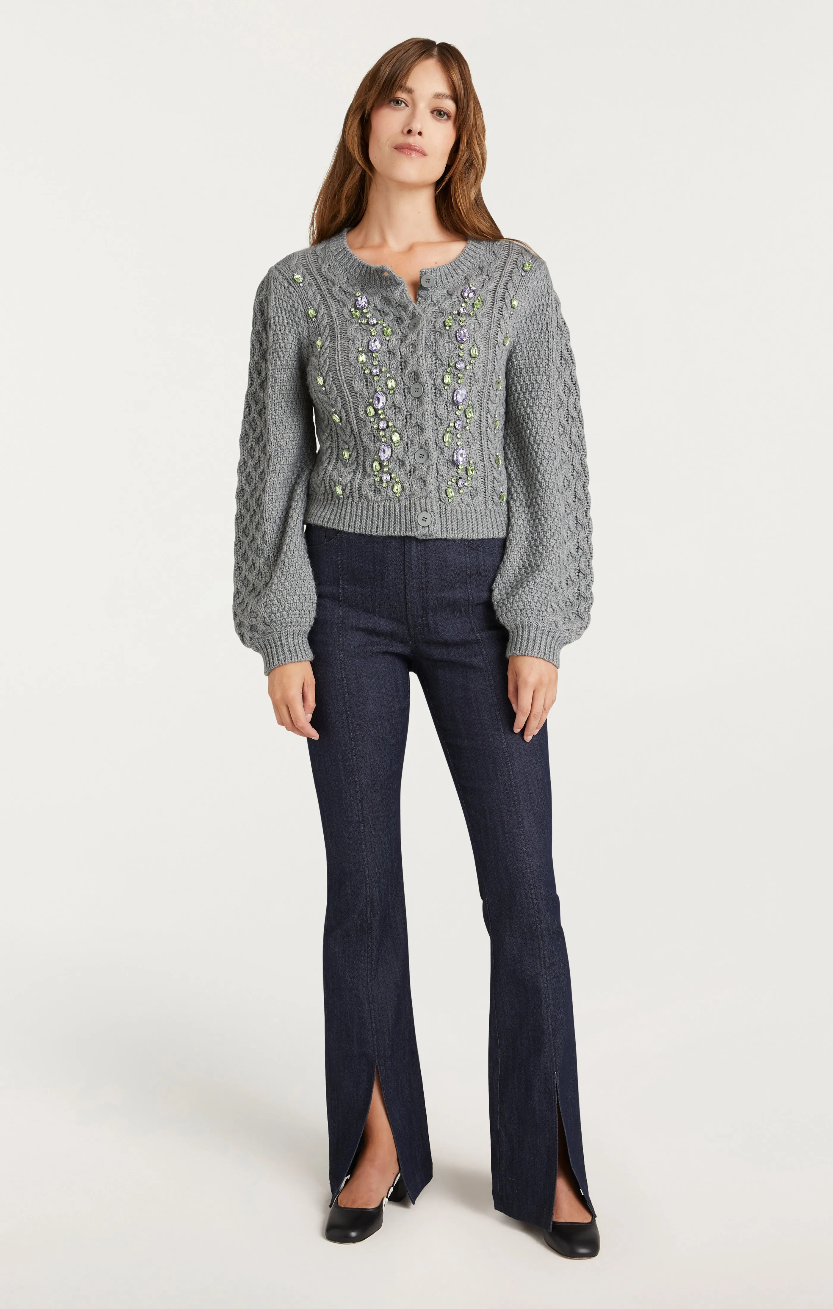 Joelle Embellished Cable Cardigan