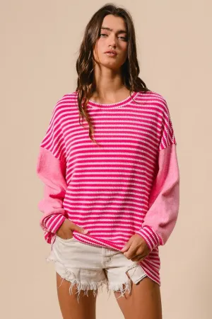 Just Like That Fuchsia Woven Sweater Top