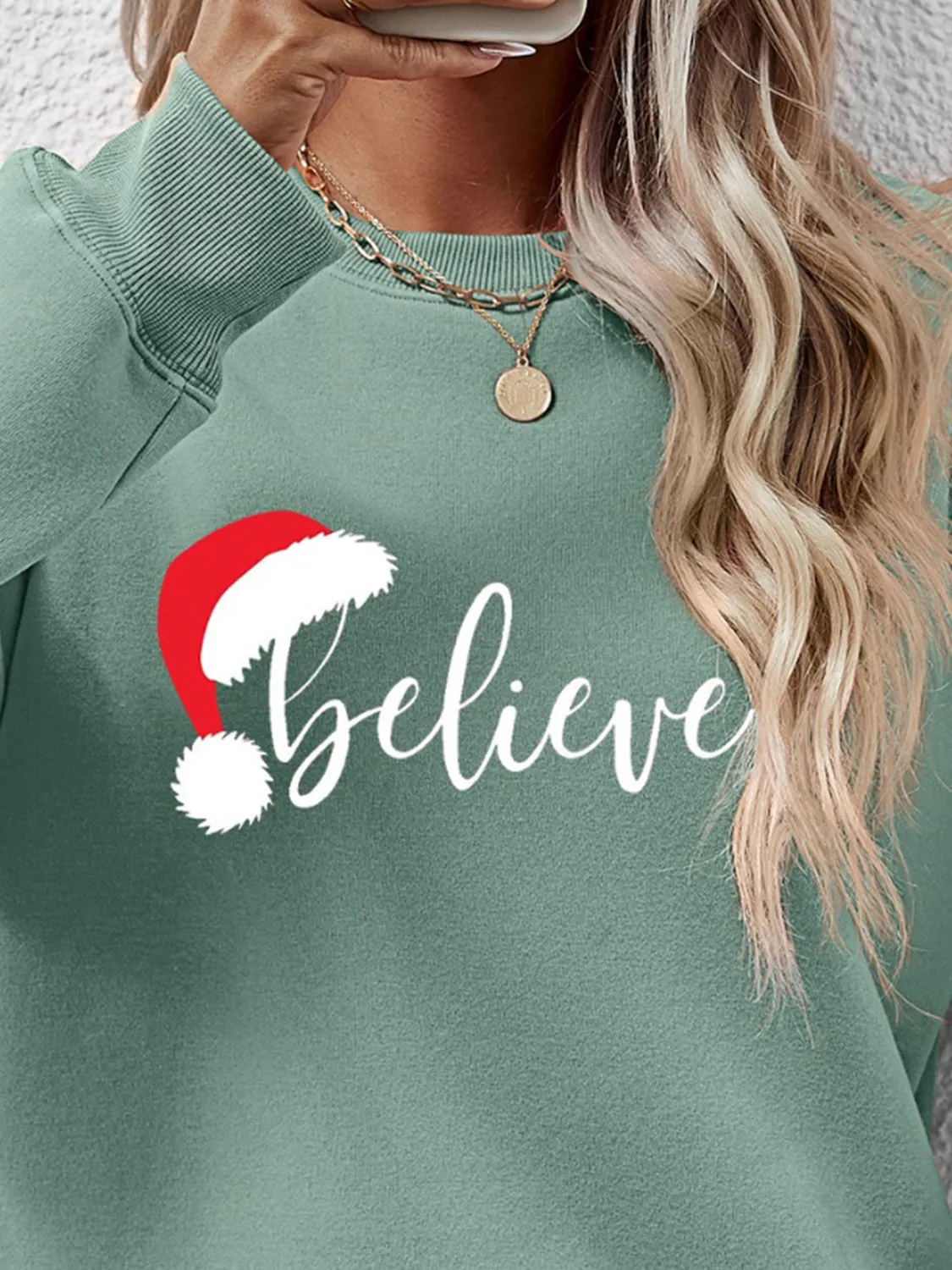 kesley BELIEVE Graphic Long Sleeve Sweatshirt