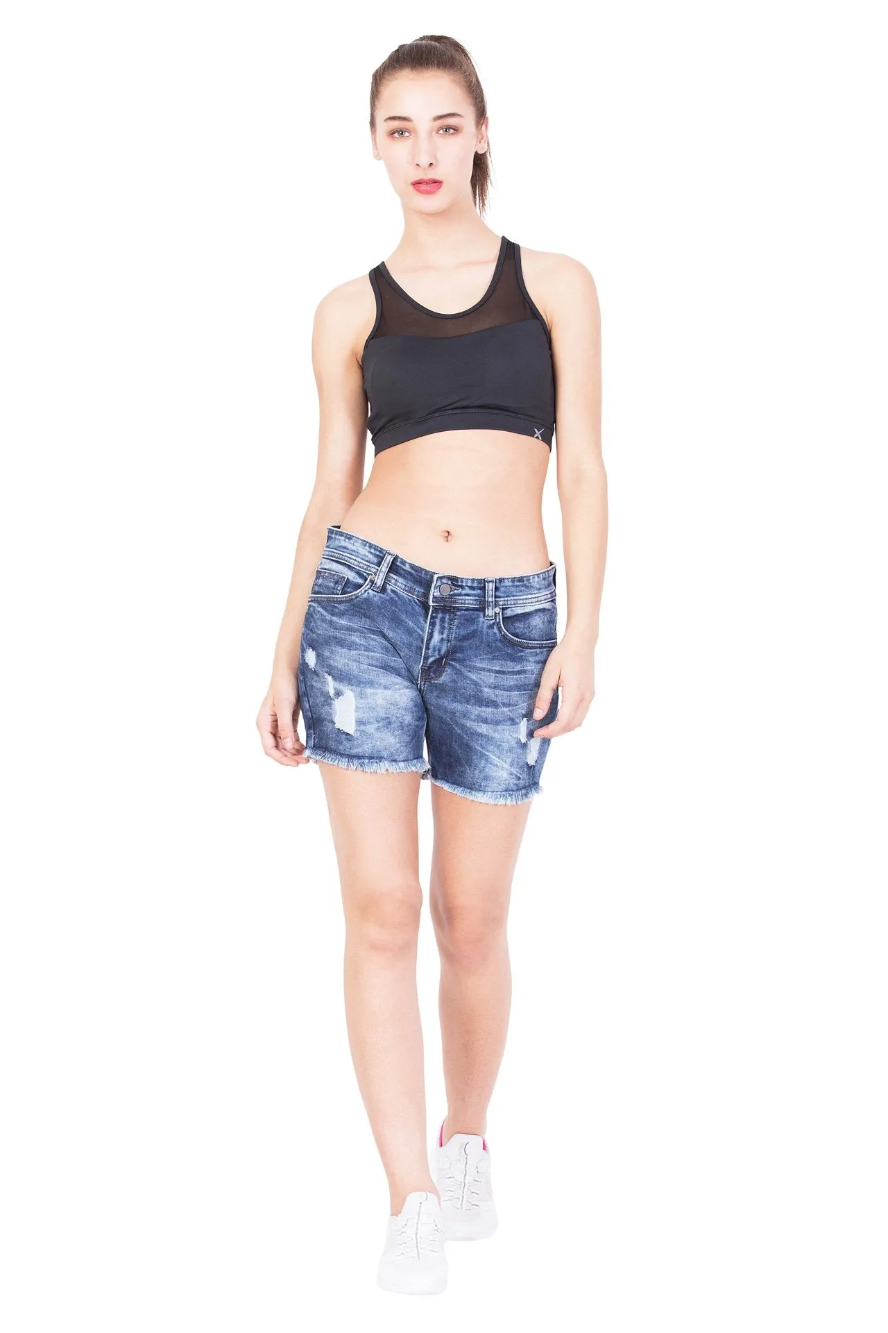 KROSSSTITCH High waist Denim Shorts Sky Blue For Women