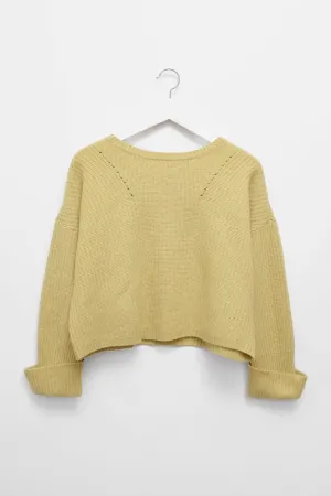 LAUREL YELLOW WOOL CASHMERE CROP SWEATER