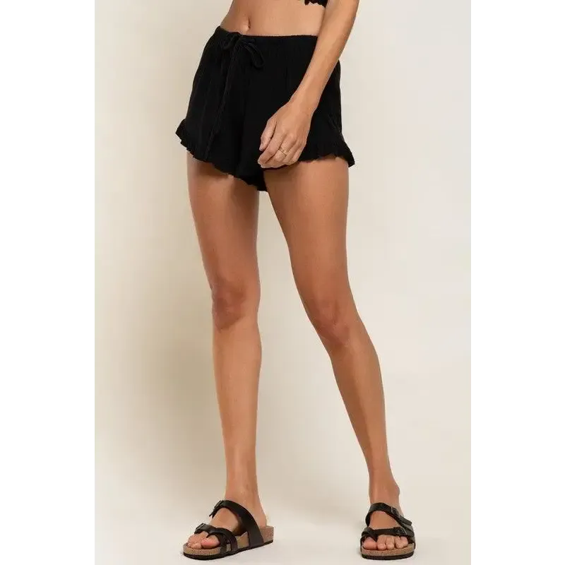 Light Weight Ruffle Trim Shorts