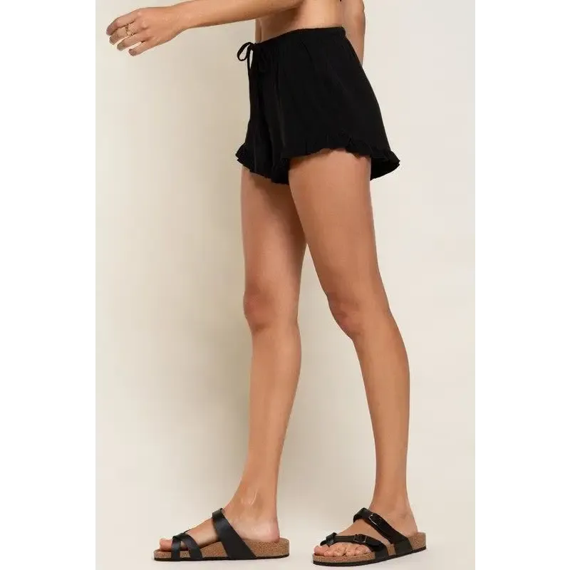 Light Weight Ruffle Trim Shorts