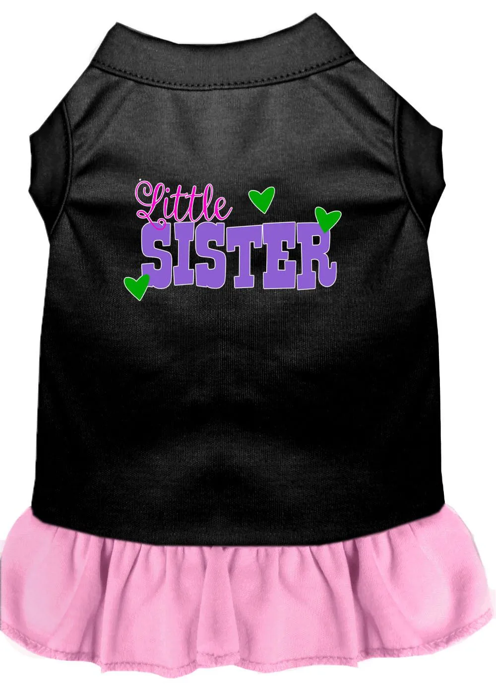 Little Sister Screen Print Dog Dress Black With Light Pink Xl