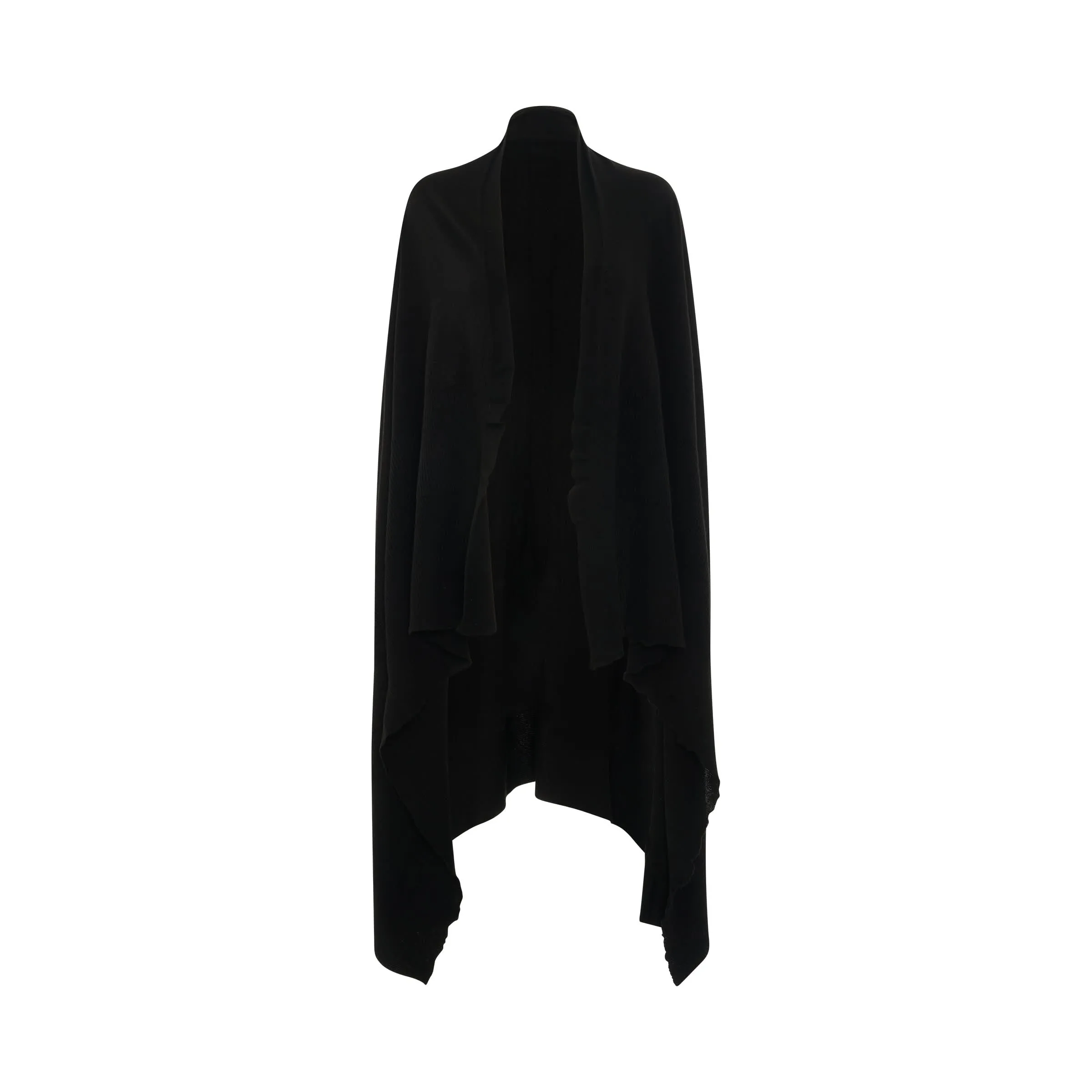 Long Wrap Rasato Knit Cardigan in Black