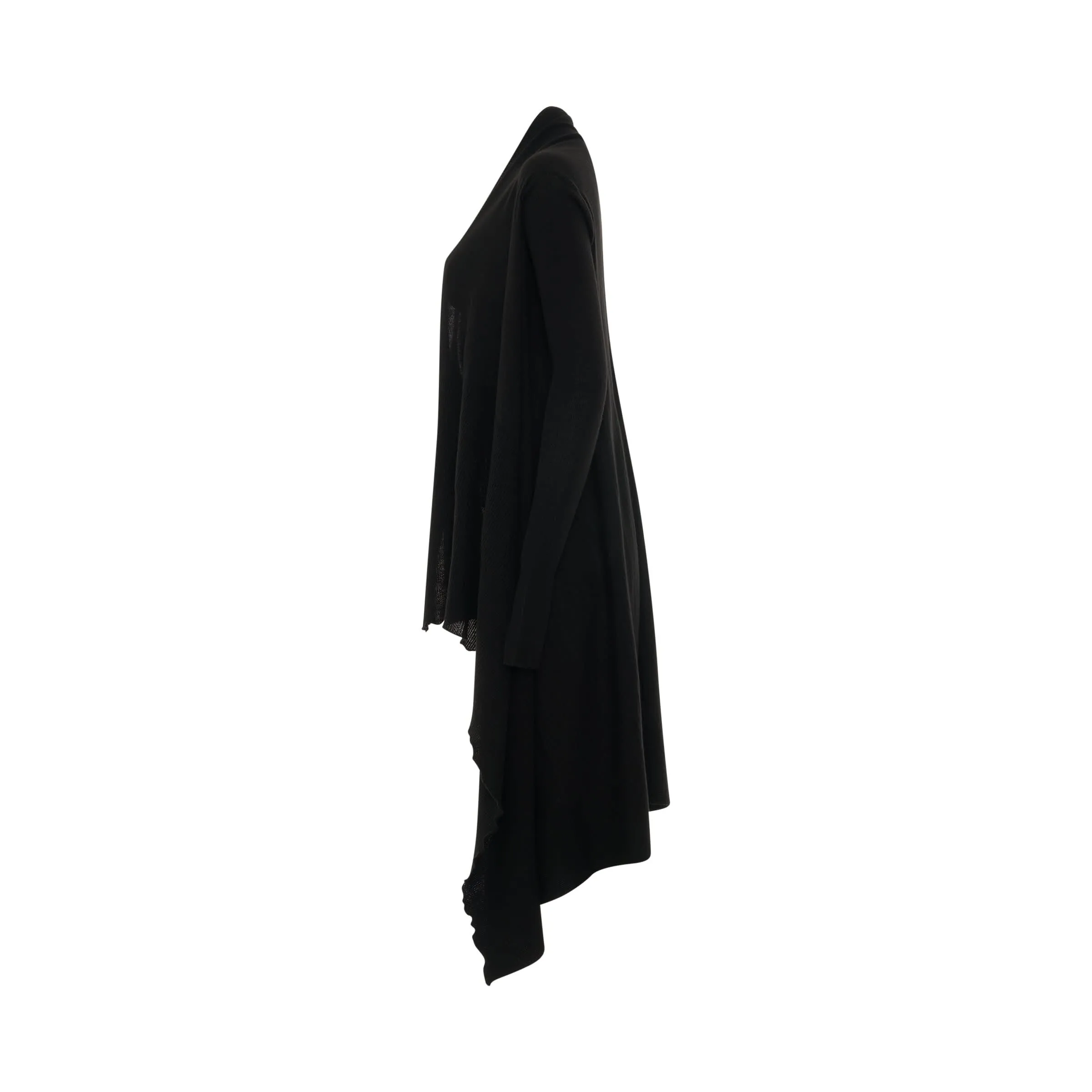 Long Wrap Rasato Knit Cardigan in Black