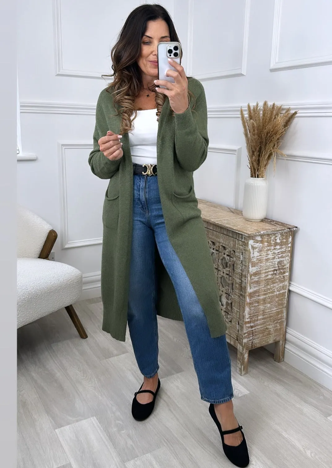 Louisa Khaki Knit Cardigan